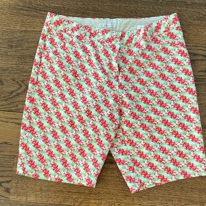 Peter Millar Red and Green Patterned Athletic Shorts
